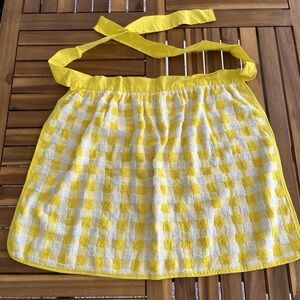 Tastemade Checker Plaid Waist Apron Terry Cloth Yellow Chef Vintage 50s 60s